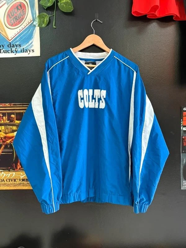 Indianapolis Colts NFL Windbreaker Y2K Electric Blue FootballCore Pullover Rare
